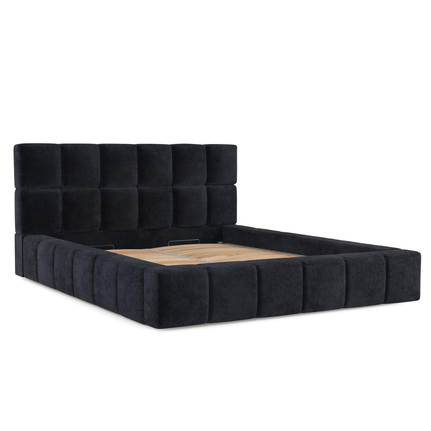 POLSTERBETT Paros mit Stauraum 160/200 cm Schwarz im Terra NW Stoff - Schwarz/Naturfarben, Holz/Holzwerkstoff (160/200cm) - AltaBeds