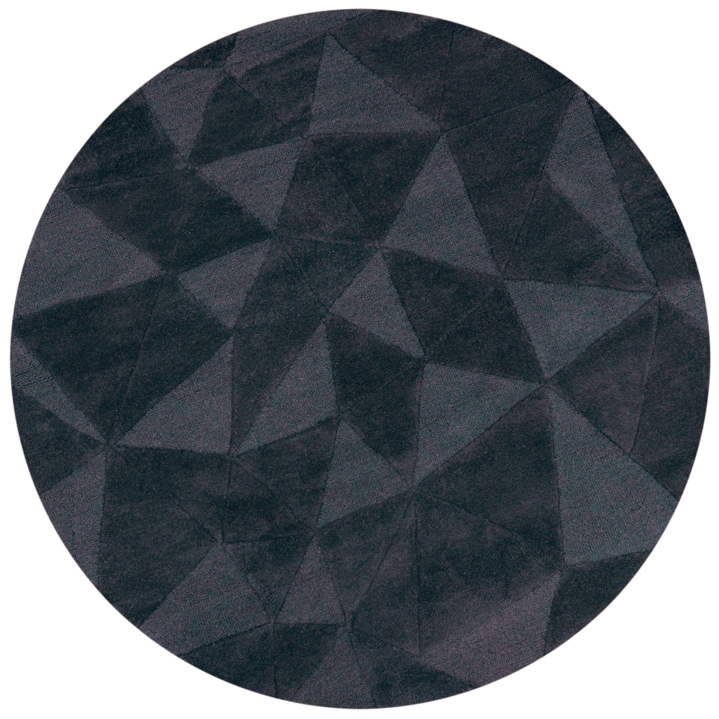 TEPPICH aus Wolle DEBEN in Anthrazit, geometrisch-abstrakt, Ø 160 cm - Anthrazit, Textil (160/160cm) - KADIMA DESIGN