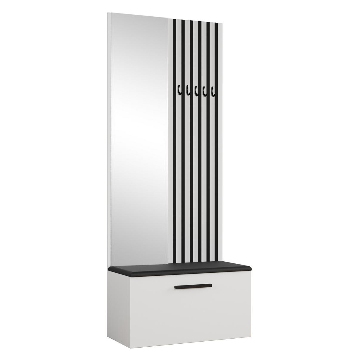 GARDEROBENSCHRANK MODULO 161,2/204/40 cm Modern Garderobe-Set Weiß - Schwarz/Weiß, Holzwerkstoff (161.2/204/40cm) - MASSENO