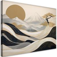 WANDBILD japanische boho landschaft - Beige, Textil (60/40cm) - Feeby