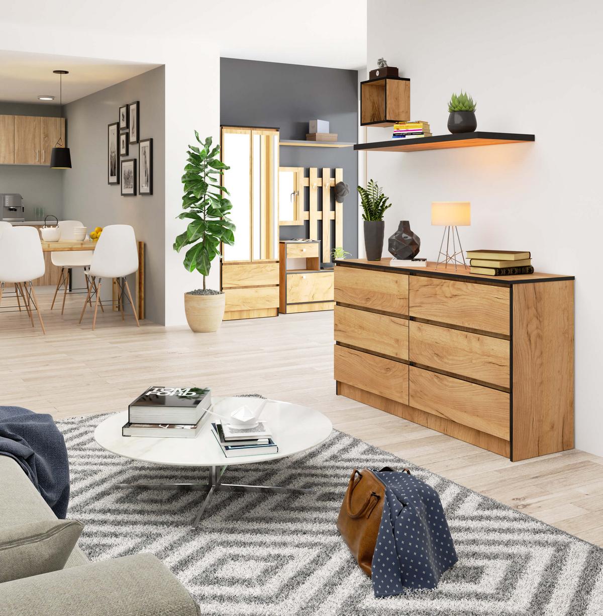 KOMMODE Eiche Craft 77/138/40 - Eiche San Remo, Holzwerkstoff (138/77/40cm) - RAUMHIRSCH FURNITURE