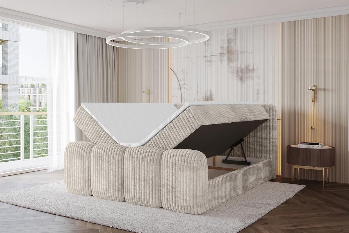 BOXBETT mit Matratze H4 und Lattenrost - NINA-Z - 180x200 cm Tila - Creme - Creme, Holzwerkstoff (180/200cm) - ALTDECOR