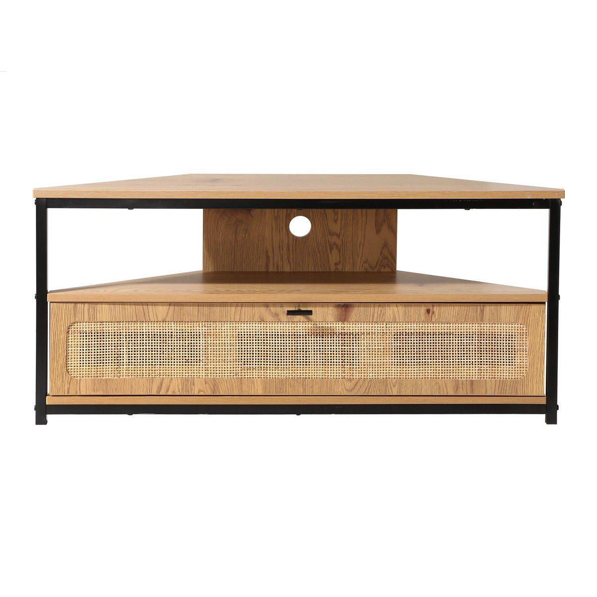 ECK-TV-MÖBEL 1 tür mit rattan-geflecht jaya 30/45/100 cm - Apfelbaumfarben, Holzwerkstoff (30/45/100cm) - Calicosy