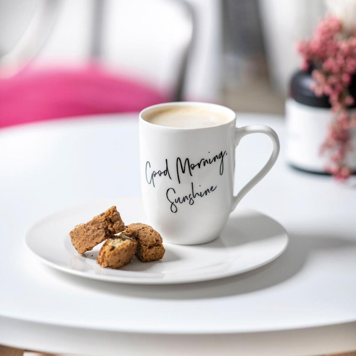 BECHER MIT HENKEL 'GOOD MORNING, SUNSHINE' Statement weiß 290 ml 6er Set - Weiß, Keramik (0.29L) - Villeroy & Boch