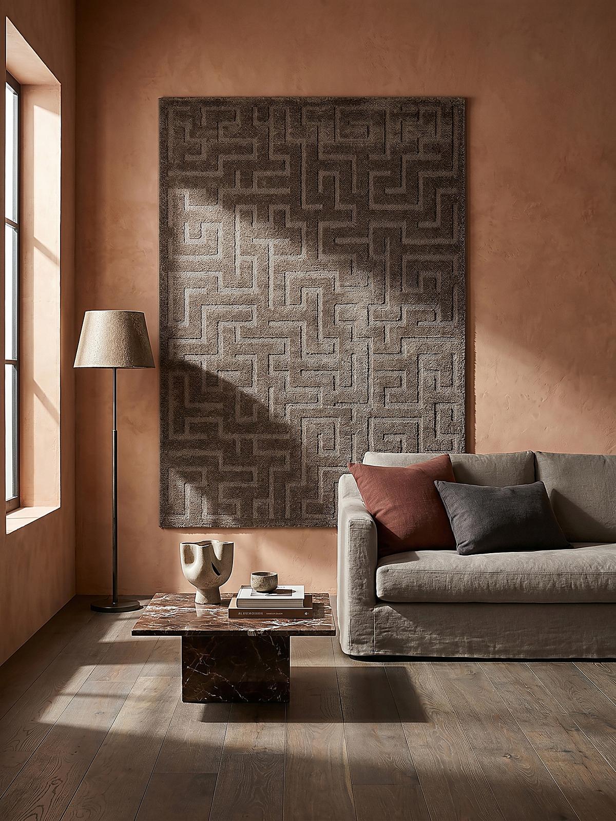 KURZFLORTEPPICH Geometrisch MUOTA Polypropylen Braun 120 x 160 cm - Braun, Textil (120/160cm) - KADIMA DESIGN