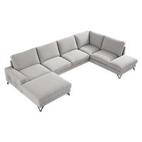 WOHNLANDSCHAFT Flavio U, Seite: Links - L1F+L2F+R3F - Kaschmir/Schwarz, Holz/Textil (367/91/214cm) - MIRJAN24