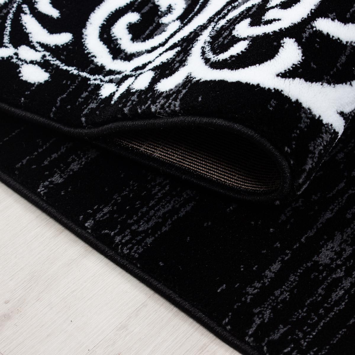TEPPICH Kurzflor ASPEN in Schwarz, mit Mäander-Muster, 80 x 150 cm - Schwarz, Textil (150/80cm) - KADIMA DESIGN