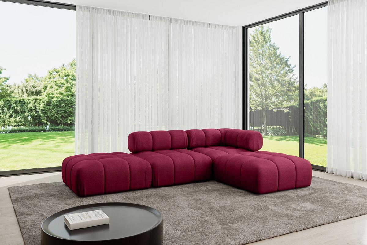 ECKSOFA modulares Sofa Kerru-L1 - 285x190x70 cm Bordeauxrot Velours - Bordeaux, Holzwerkstoff/Textil (285/190cm) - ALTDECOR