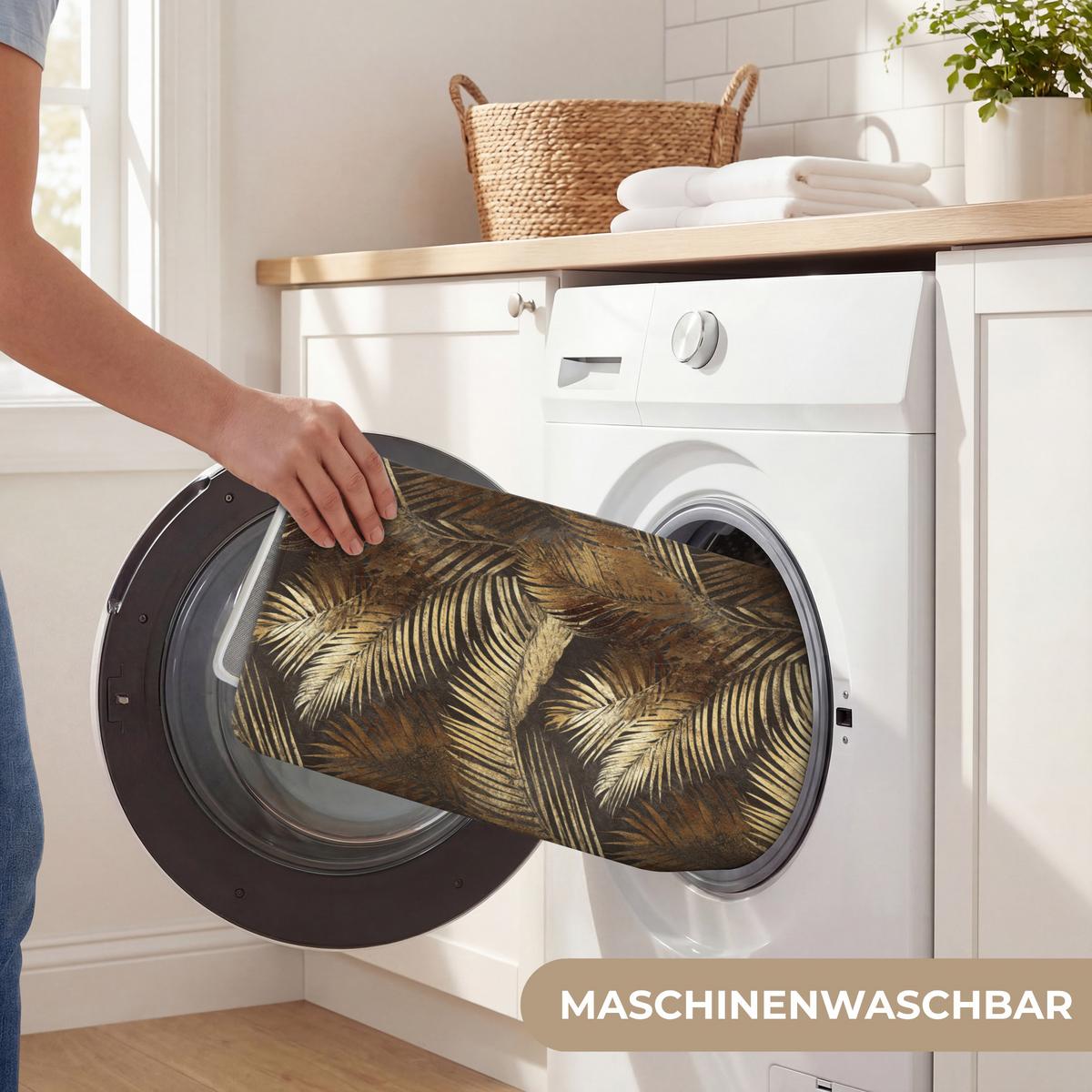 BADEMATTE Tropisch - Blätter - Gold 60x120 cm - Dunkelbraun/Goldfarben, Textil (60/120cm) - OnlyWow