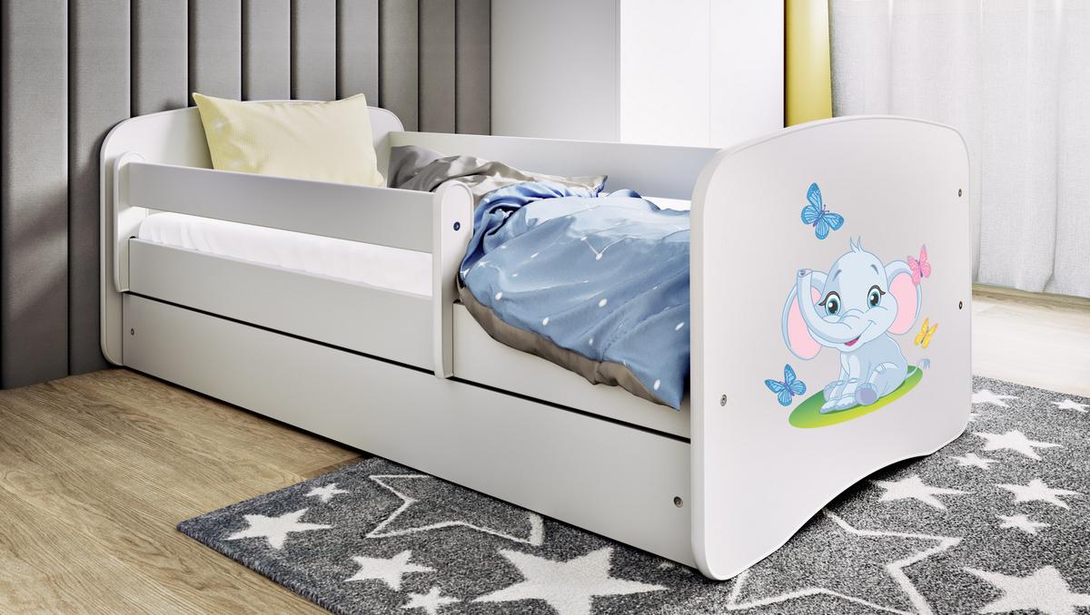 KINDERBETT Elefant mit Schublade und Matratze 180/80 - Weiß, Holzwerkstoff (80/180cm) - RAUMHIRSCH FURNITURE