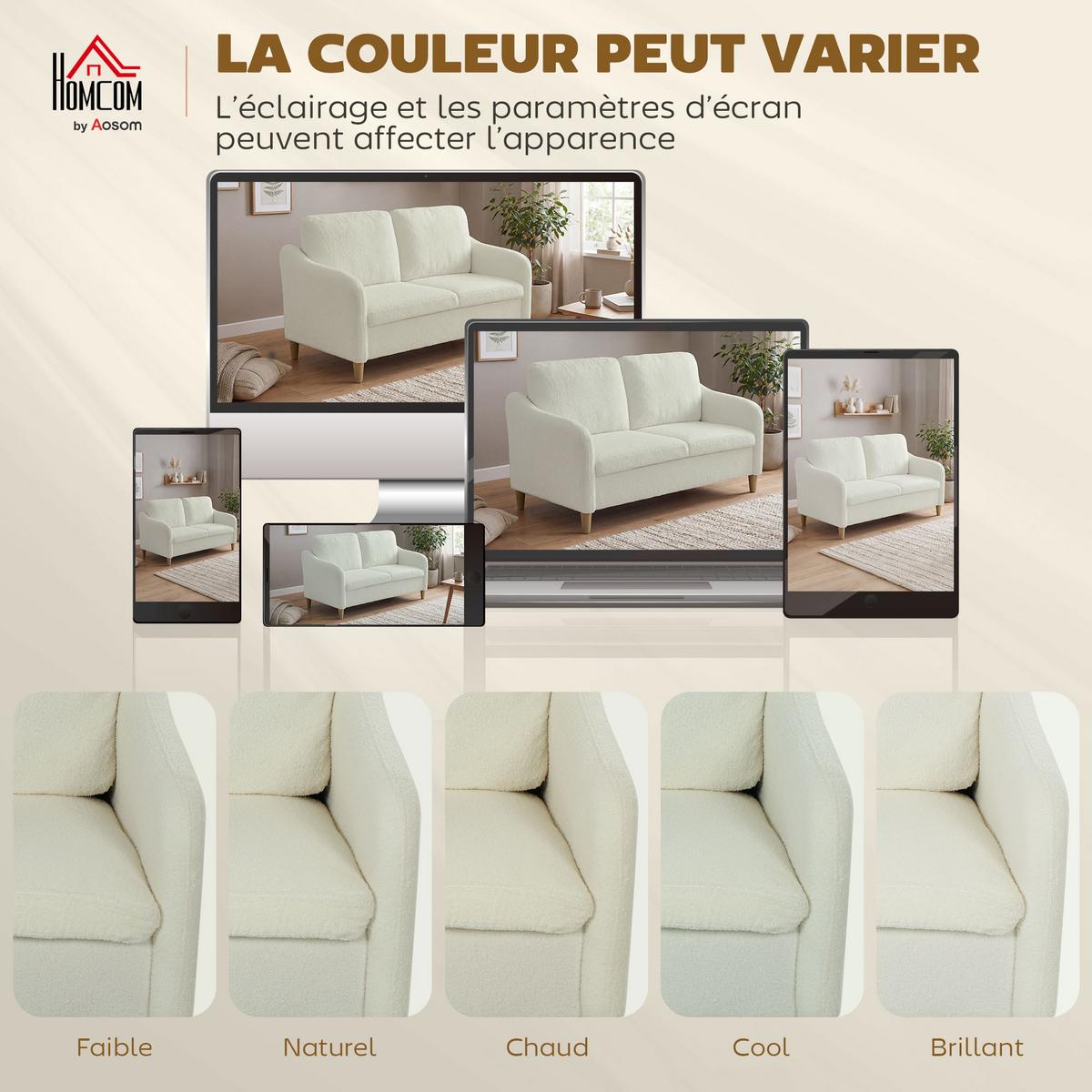 SOFA Wylvith 137/69/82cm - Creme, Textil (69/82/137cm) - ZMH