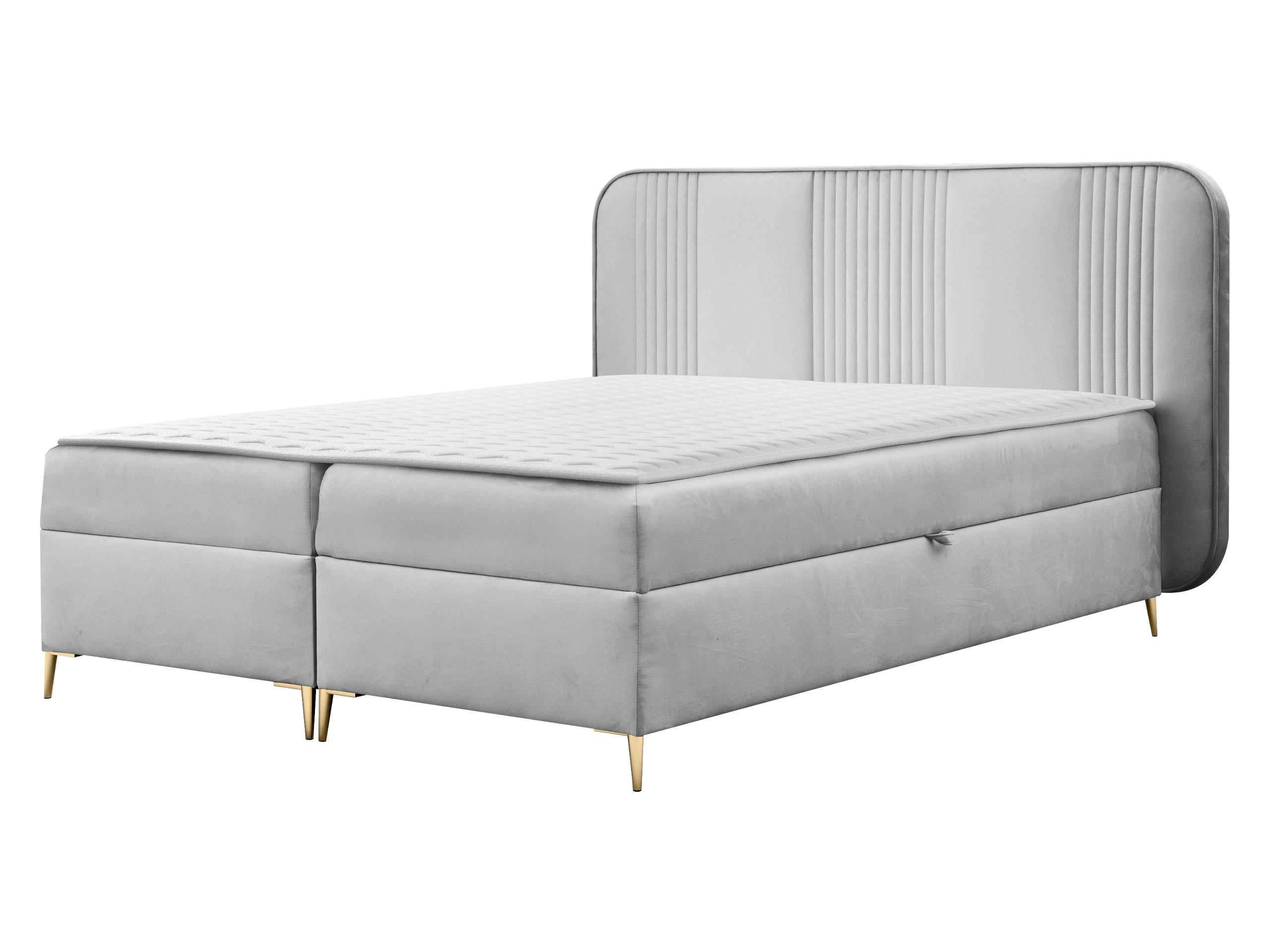 BOXBETT Fandy - H3 - Goldfarben/Hellgrau, Holz/Textil (160/200cm) - MIRJAN24