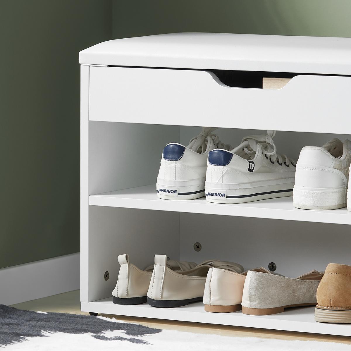 SCHUHBANK Weiß - Weiß, Holzwerkstoff (60/44/30cm) - SoBuy