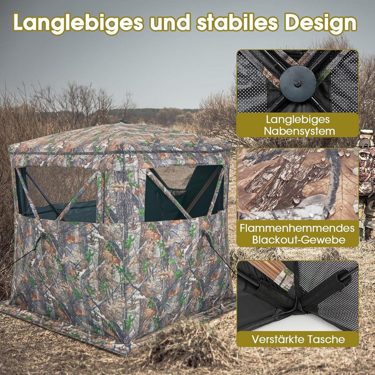 JAGDZELT Camouflage - Multicolor, Kunststoff (147/168/147cm) - COSTWAY