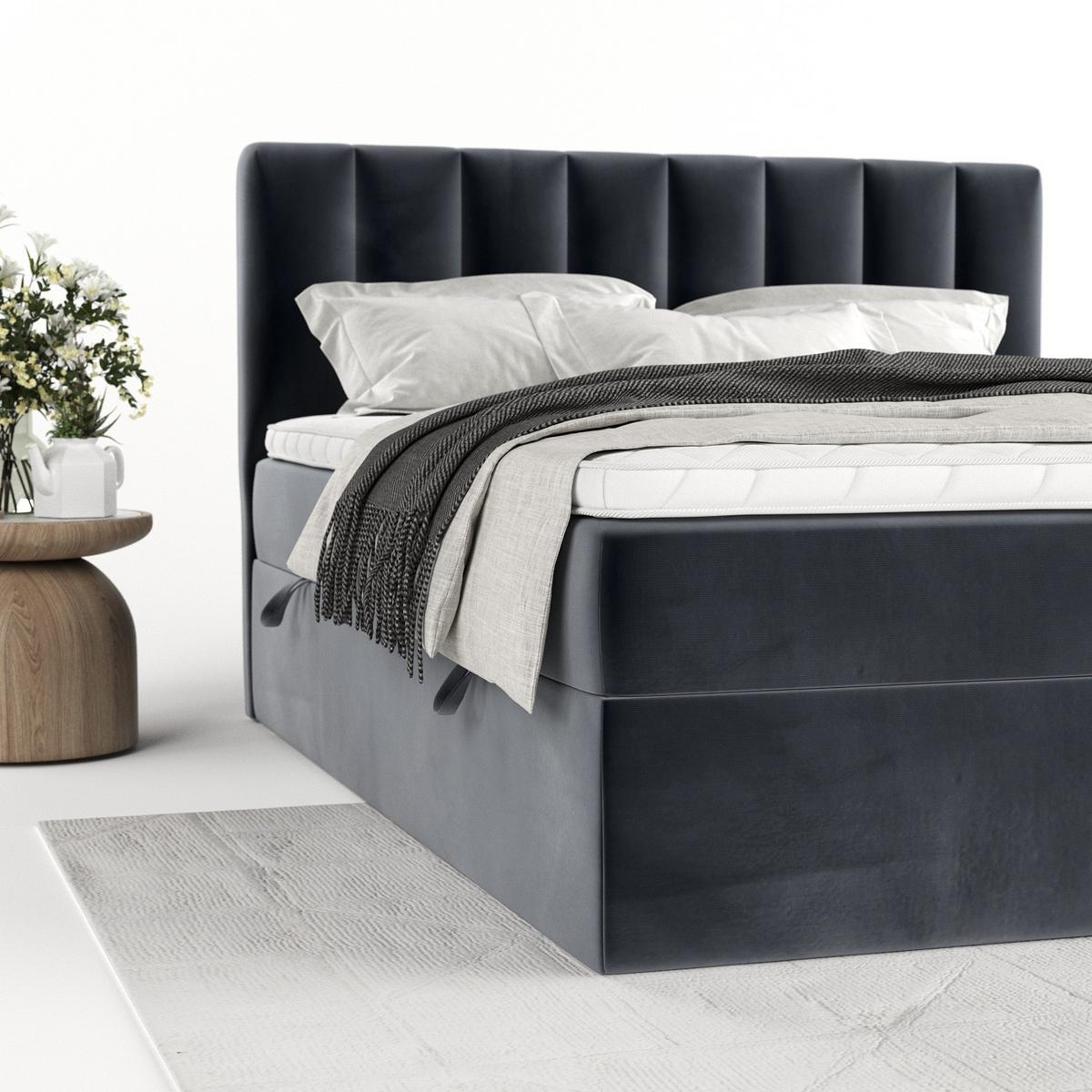 BOXBETT Bari 160/200 cm Dunkelgrau im Kronos Stoff - Dunkelgrau, Holz/Holzwerkstoff (160/200cm) - AltaBeds