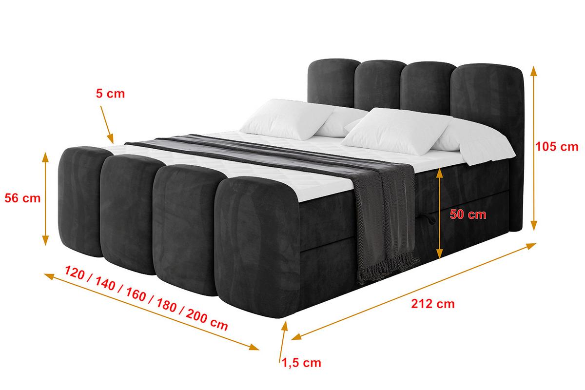BOXBETT mit Matratze H4 und Lattenrost - NINA-Z - 200x200 cm - Schwarz - Schwarz Hochglanz, Holzwerkstoff (200/200cm)
