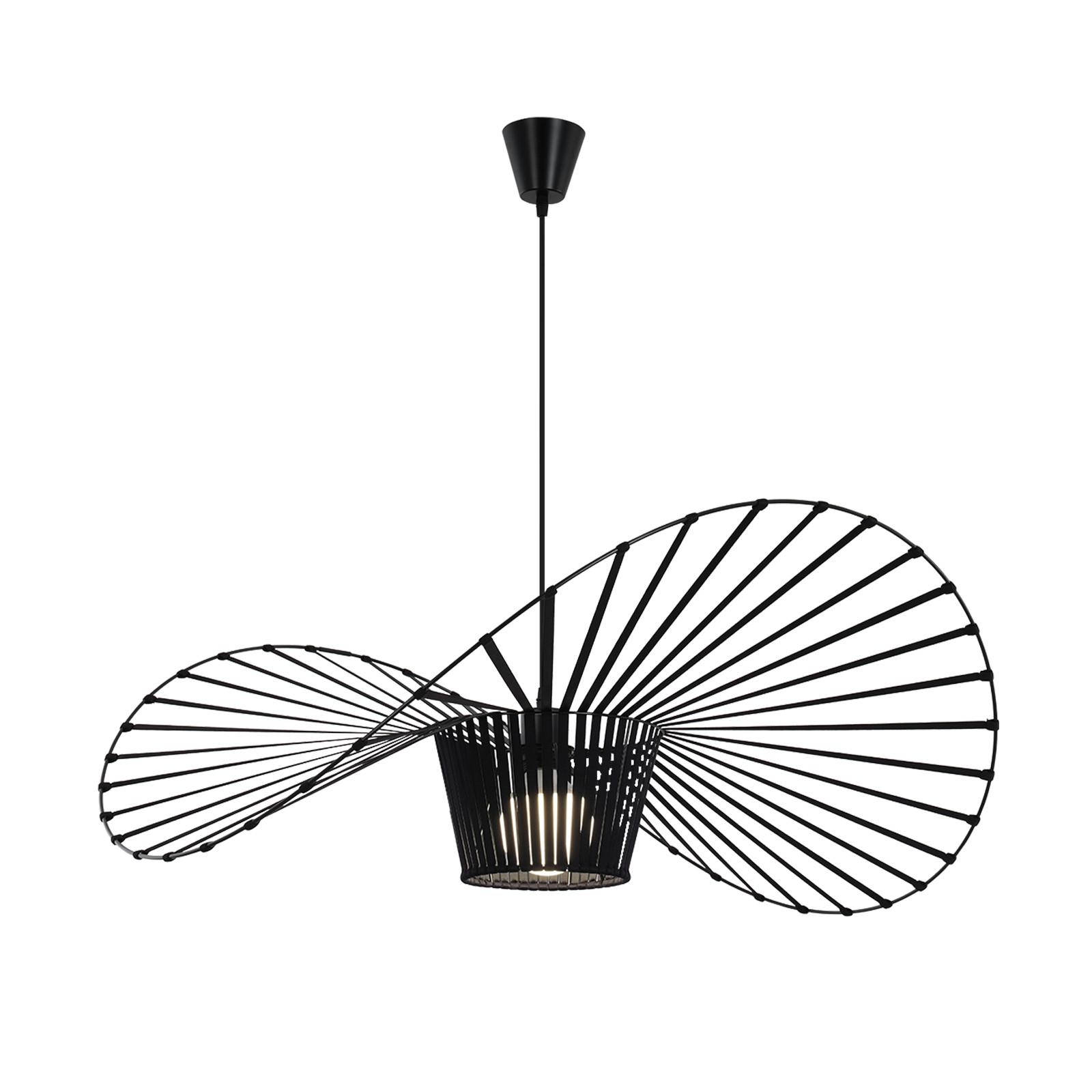 PENDELLEUCHTE Strohhut 100/100/150 cm - Schwarz, Metall (100/100/150cm) - Nettlife