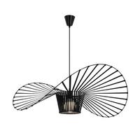 PENDELLEUCHTE Strohhut 100/100/150 cm - Schwarz, Metall (100/100/150cm) - Nettlife