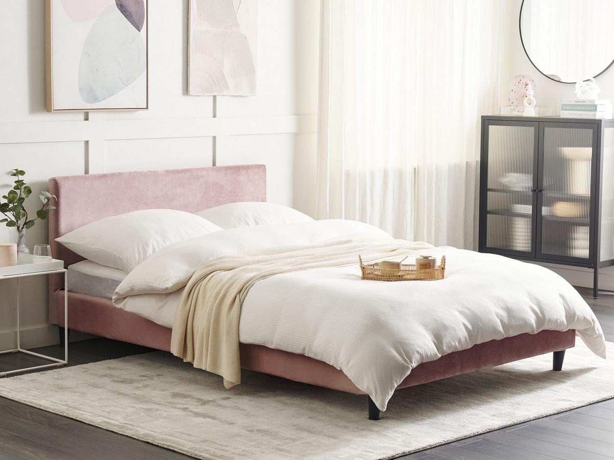 POLSTERBETT 140/200cm Rosa Fitou - Pink, Textil (140/200cm) - Beliani