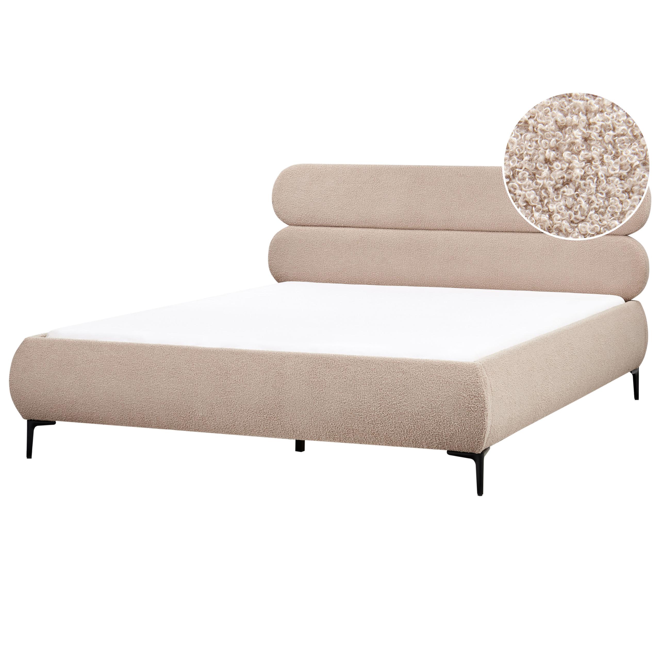 BETT mit Lattenrost 180/200 cm Taupe Lessay - Taupe/Schwarz, Textil (180/200cm) - Beliani