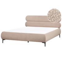 BETT mit Lattenrost 180/200 cm Taupe Lessay - Taupe/Schwarz, Textil (180/200cm) - Beliani