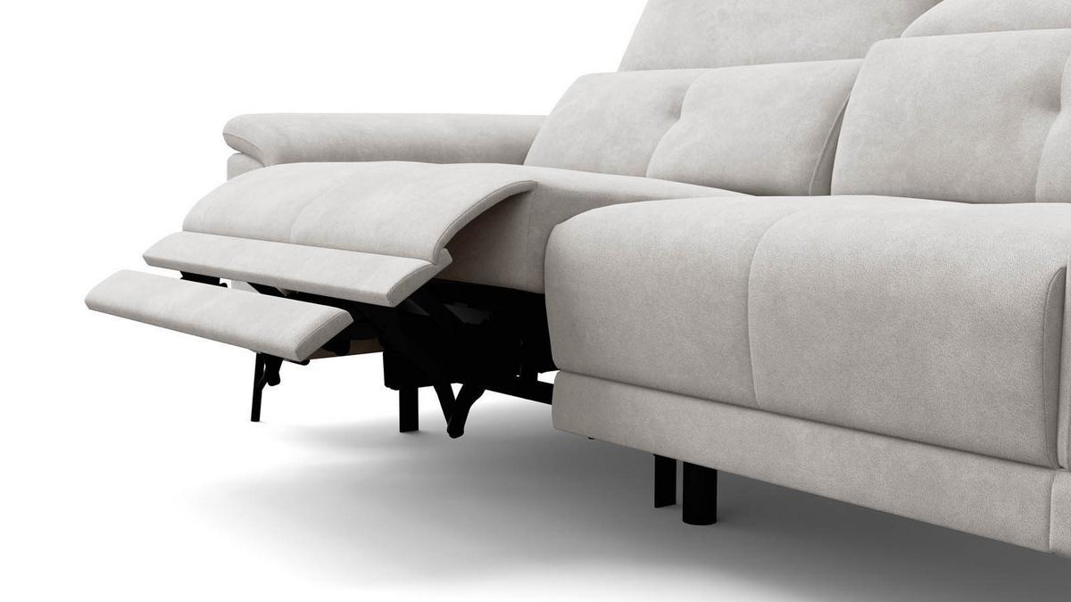 SOFA RELAX AVENA 3-Sitzer, beiger Veloursstoff - Beige/Schwarz, Holz/Textil (204/80/108cm) - Courtois Laville