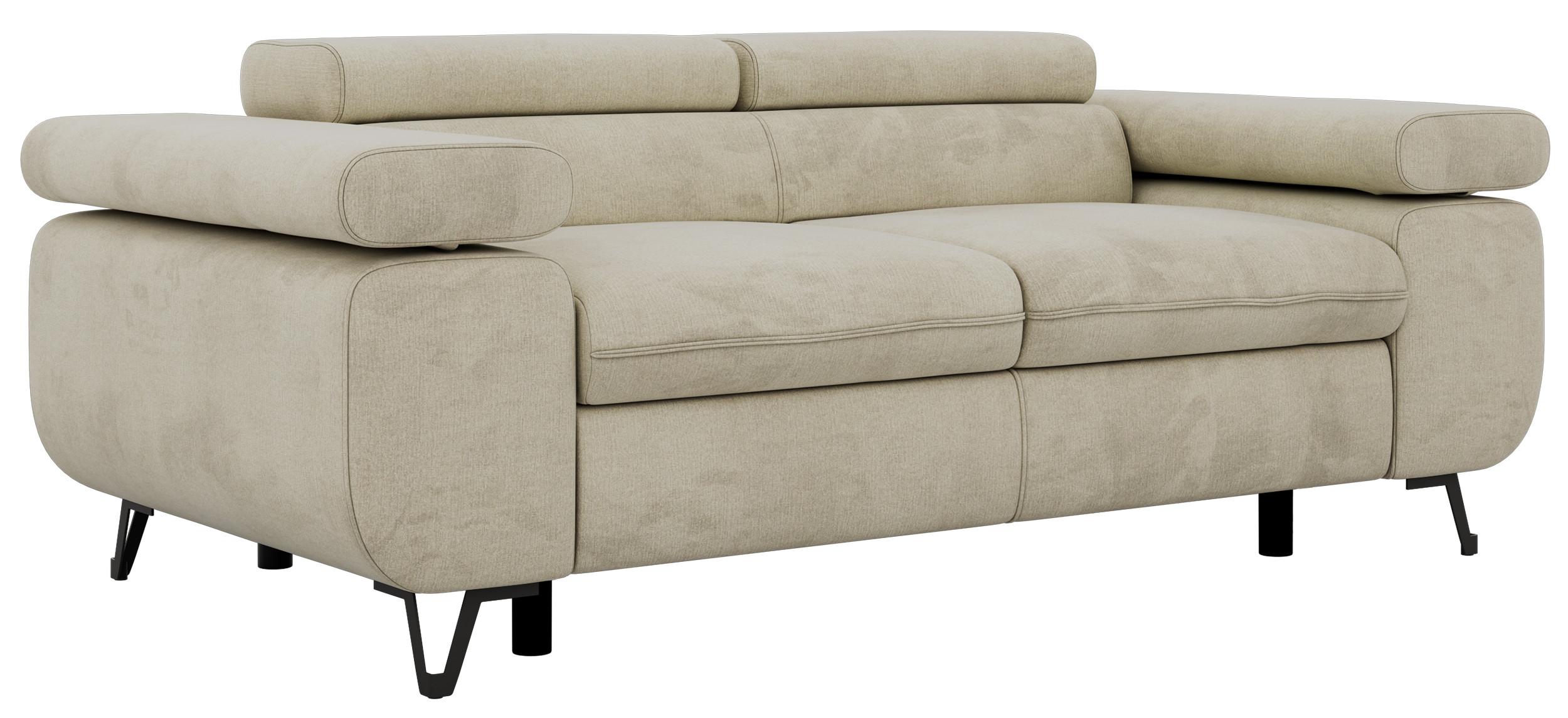 2-SITZER SOFA PETER - Beige Velvet - Beige/Schwarz, Textil/Metall (200/76/99cm) - MKS