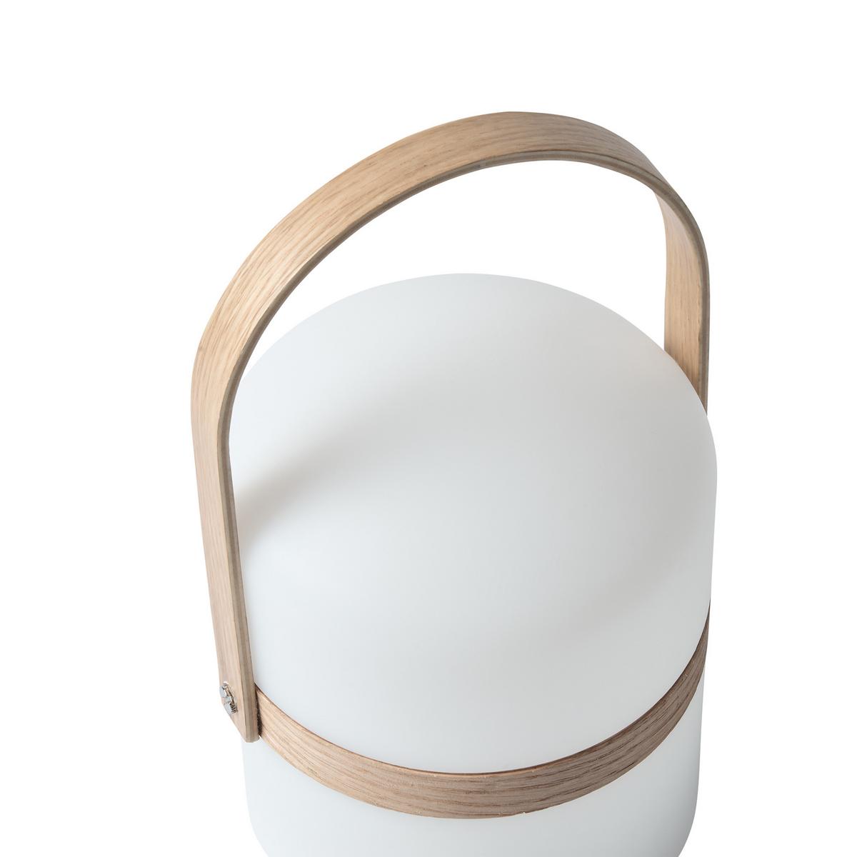 LED-TISCHLAMPE Weiß/Heller Holzfarbton Estero - Hellbraun/Weiß, Kunststoff (14/14/25cm) - Beliani