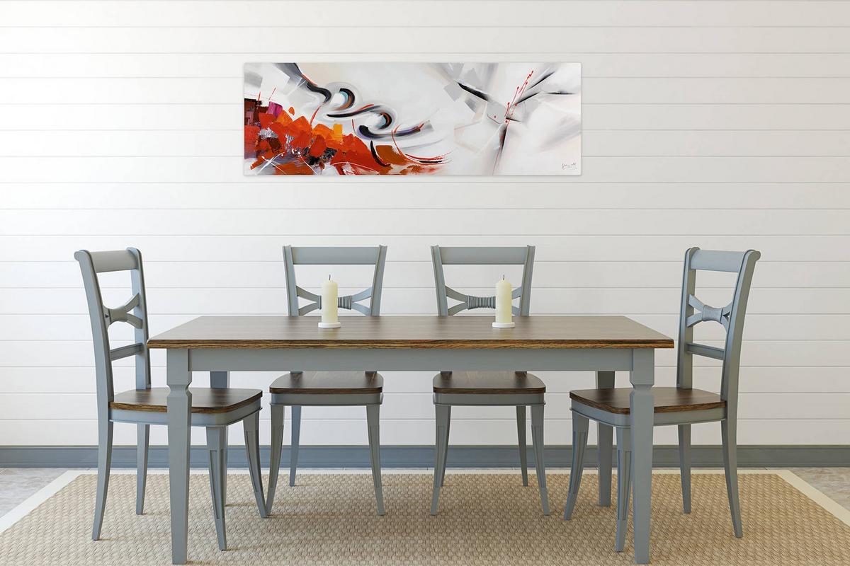 ÖLGEMÄLDE 150/50 cm - Rot/Grau, Holz/Textil (150/50cm) - KUNSTLOFT