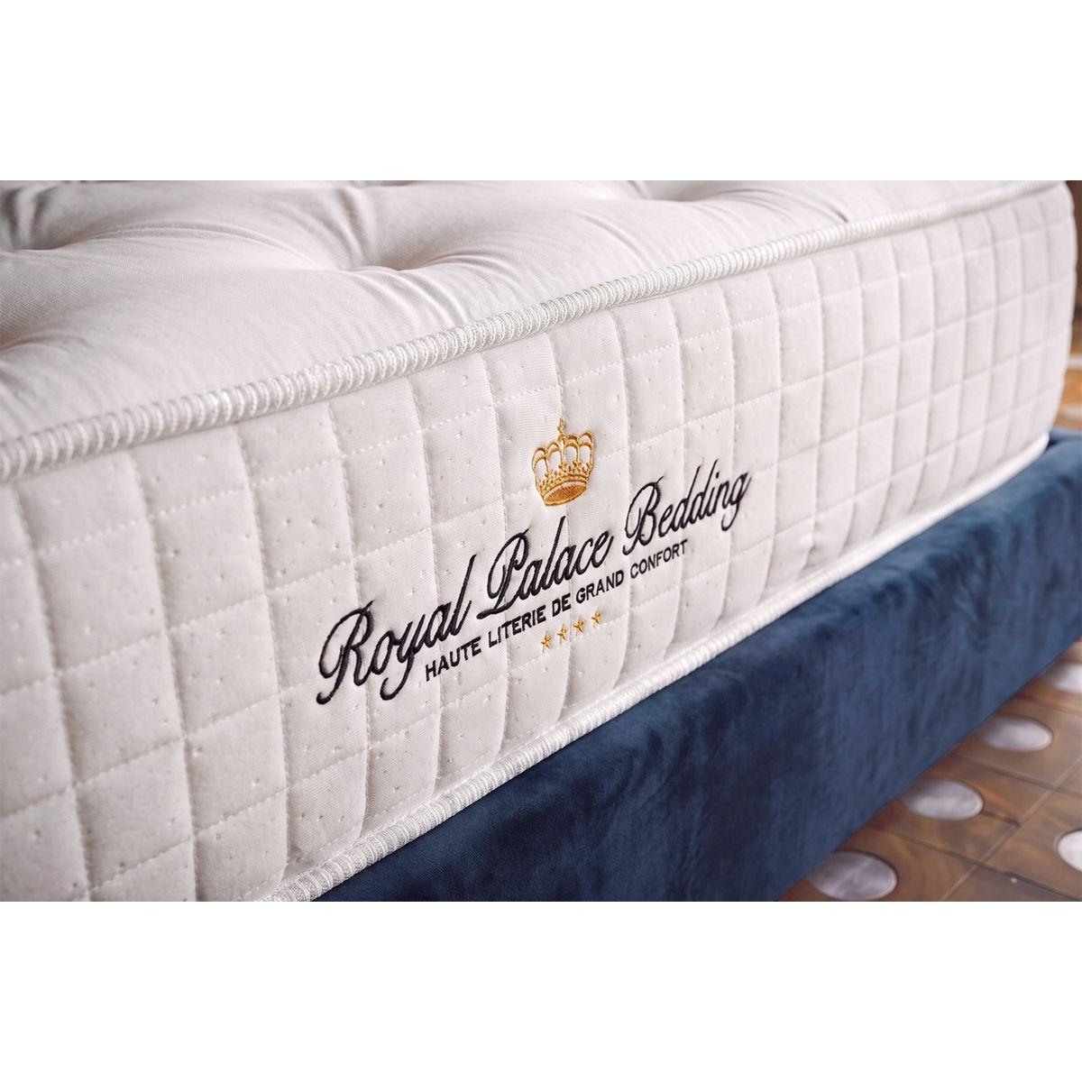 BETT Buckingham Memory-Schaum 160 x 200 cm h1 - Kit Bettgestell Schwarz - Mit Kissen und Bettdecke - Beige/Schwarz, Karton/Holz (160/200cm) - ROYAL PALACE BEDDING