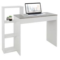 SCHREIBTISCH mit Regal 110x72x40 cm Weiß/Beton-Optik - Grau, Holzwerkstoff (110/40/91cm) - ML-DESIGN