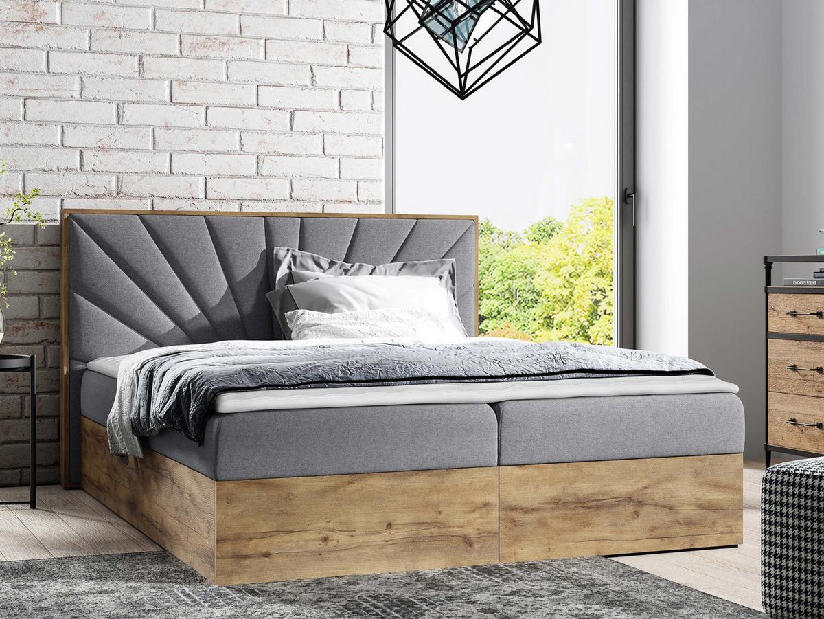 BOXBETT Wood 7 - H3 - Grau, Holz/Textil (180/200cm) - MIRJAN24