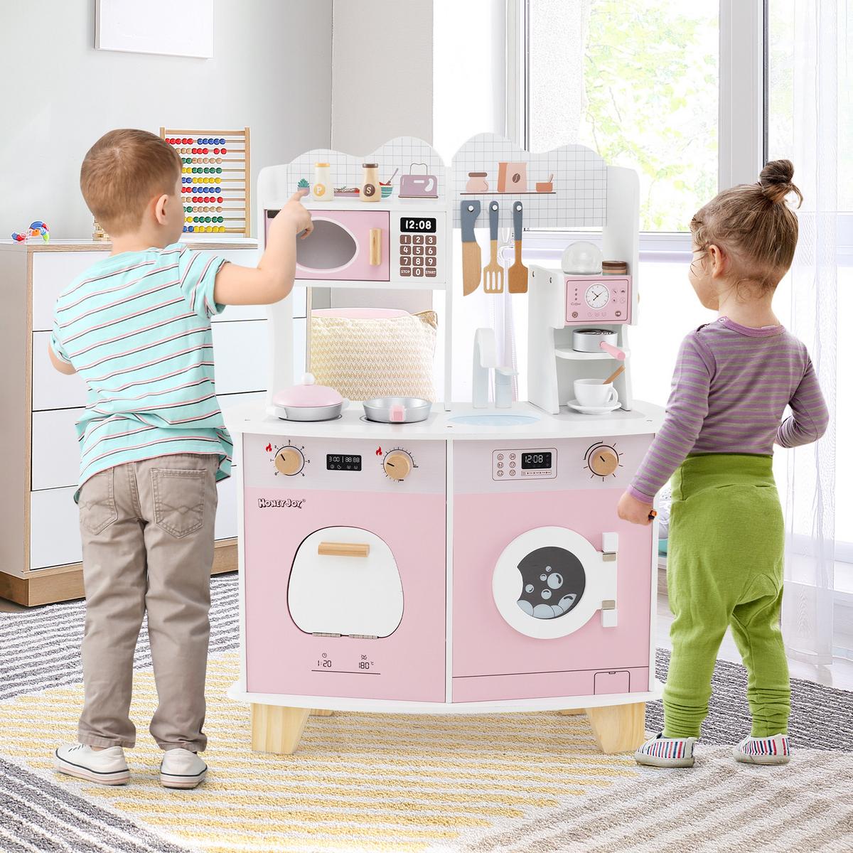 SPIELKÜCHENSET Rosa - Pink, Holzwerkstoff (70/88/30cm) - COSTWAY