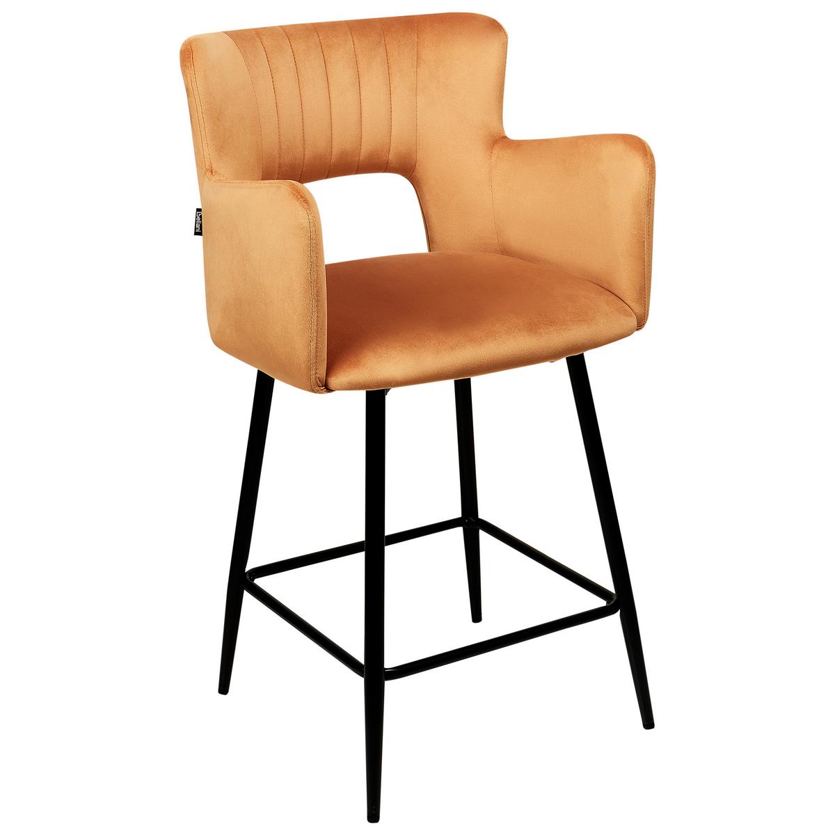 BARSTÜHLEN 2er-Set Orange Sanilac - Schwarz/Orange, Textil (51/91/44cm) - Beliani