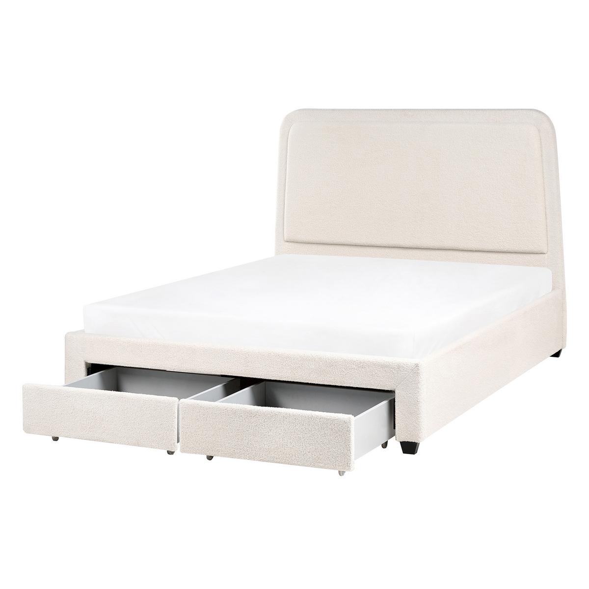 BETT 140/200 cm Cremeweiß Sardent - Schwarz/Weiß, Textil (140/200cm) - Beliani