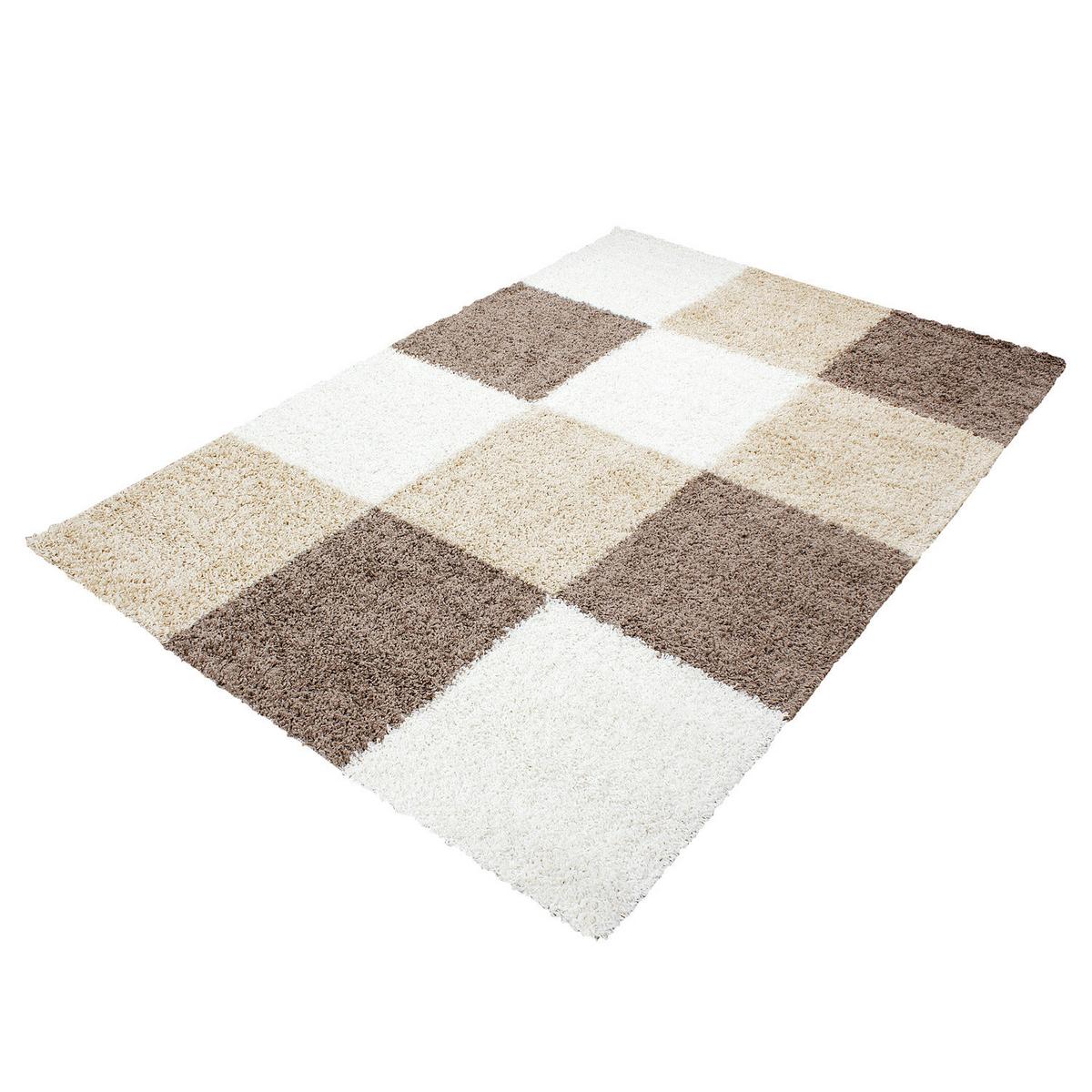TEPPICH Hochflor RHEIN in Mokka, kariert, 120 x 170 cm - Braun, Textil (170/120cm) - KADIMA DESIGN