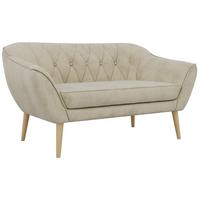 2-SITZER-SOFA PIRS - Beige Velvet - Holzbeine - Beige/Buchefarben, Holzwerkstoff/Textil (140/75/74cm) - MKS