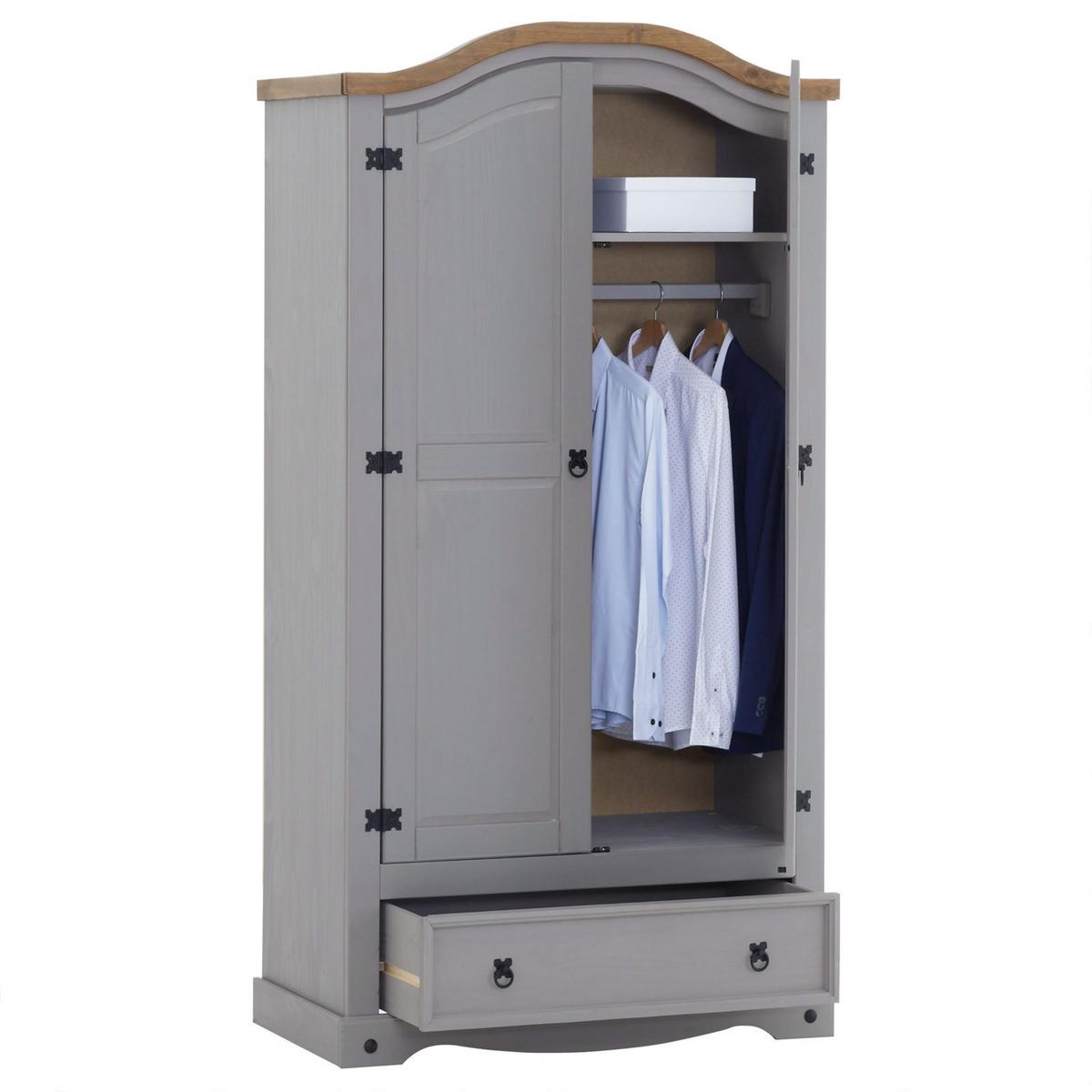 KLEIDERSCHRANK RAMON grau/natur - Naturfarben/Grau, Holz (100/179/51cm) - CARO-Möbel