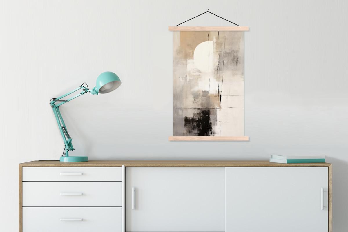 POSTER MIT MAGNETLEISTEN Abstrakt - Kunst - Grau Wandbild Schlafzimmer 60x90 cm - Hellgrau, Textil (60/90/0.15cm) - MuchoWow