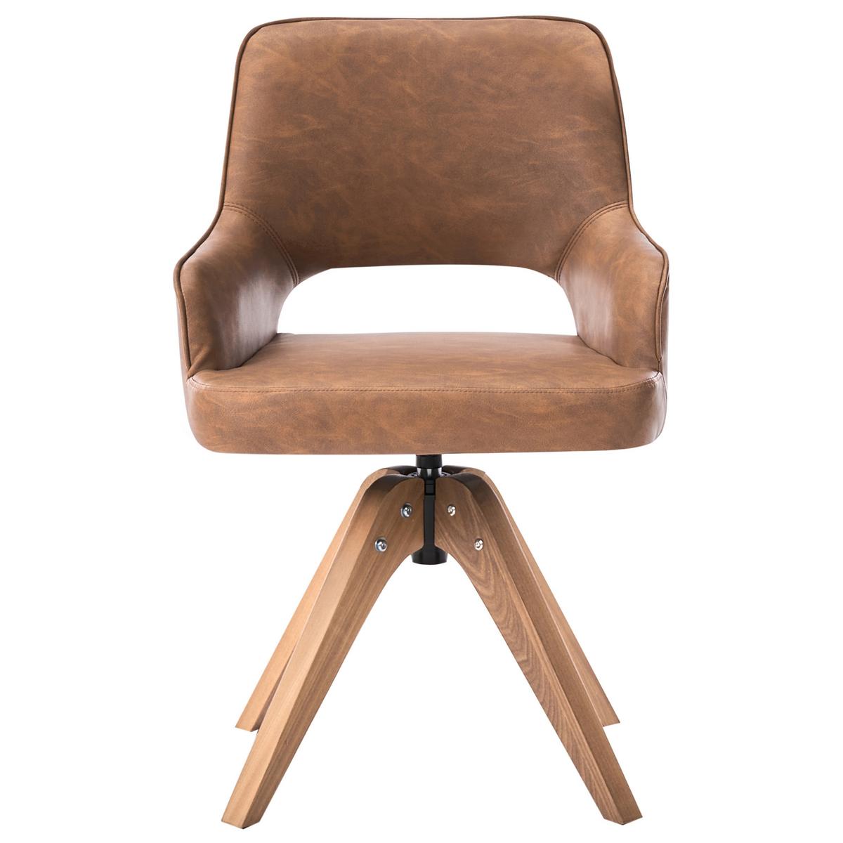 ESSZIMMERSTUHL drehbar Kunstleder Braun Moravia - Braun, Kunststoff (56/83/66cm) - Beliani
