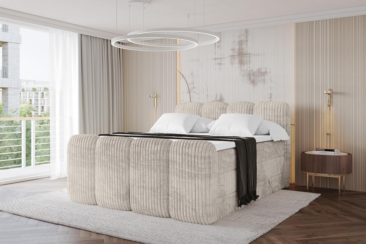 BOXBETT mit Matratze H3|H4 und Lattenrost - NINA-Z KING - 160x200 cm Tila - Creme - Creme, Holzwerkstoff (160/200cm)