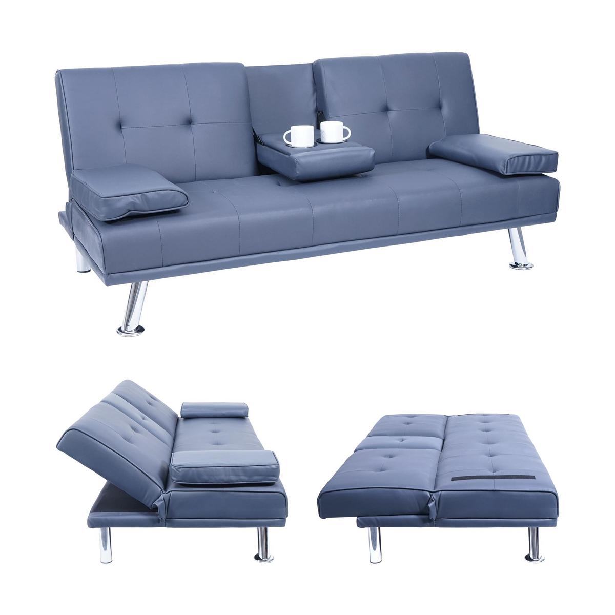 3ER-SOFA Blau - Blau/Dunkelblau, Textil (166/77/81cm) - MCW