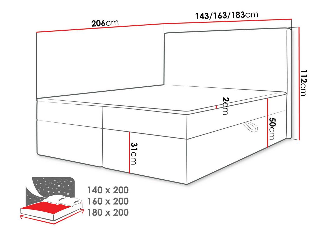 BOXBETT Wokio - H3 - Dunkelgrau/Schwarz, Holzwerkstoff/Kunststoff (140/200cm) - MIRJAN24