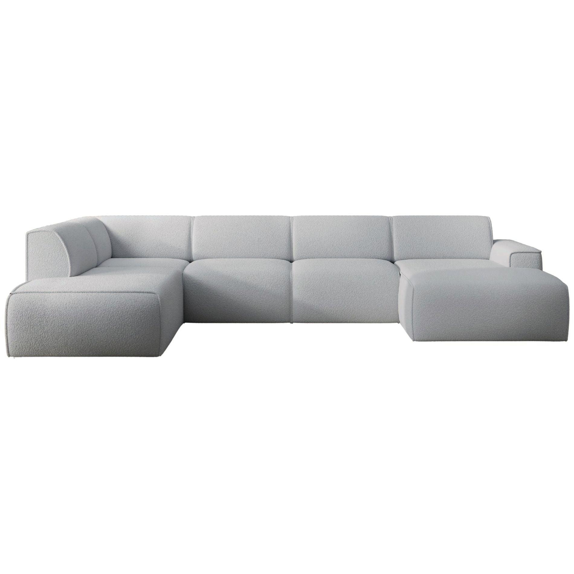 WOHNLANDSCHAFT Bouvi Hellgrau links - Hellgrau/Schwarz, Kunststoff/Textil (378/220cm) - Selsey