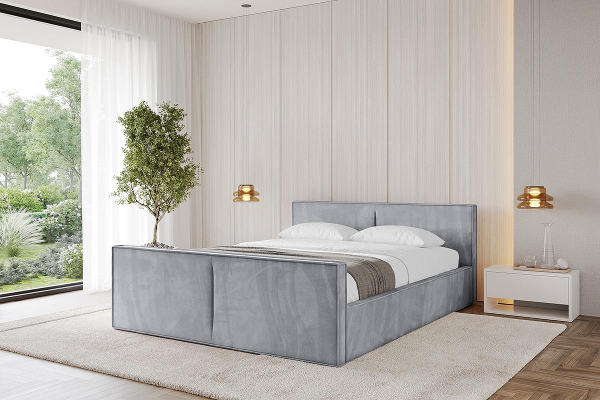 POLSTERBETT mit Bettkasten, Fußteil und Lattenrost, Boxbett mit Matratze H3/H4 - TIVON-Z-V1 180x200 Hellgrau - Hellgrau, Holzwerkstoff/Textil (180/200cm) - ALTDECOR