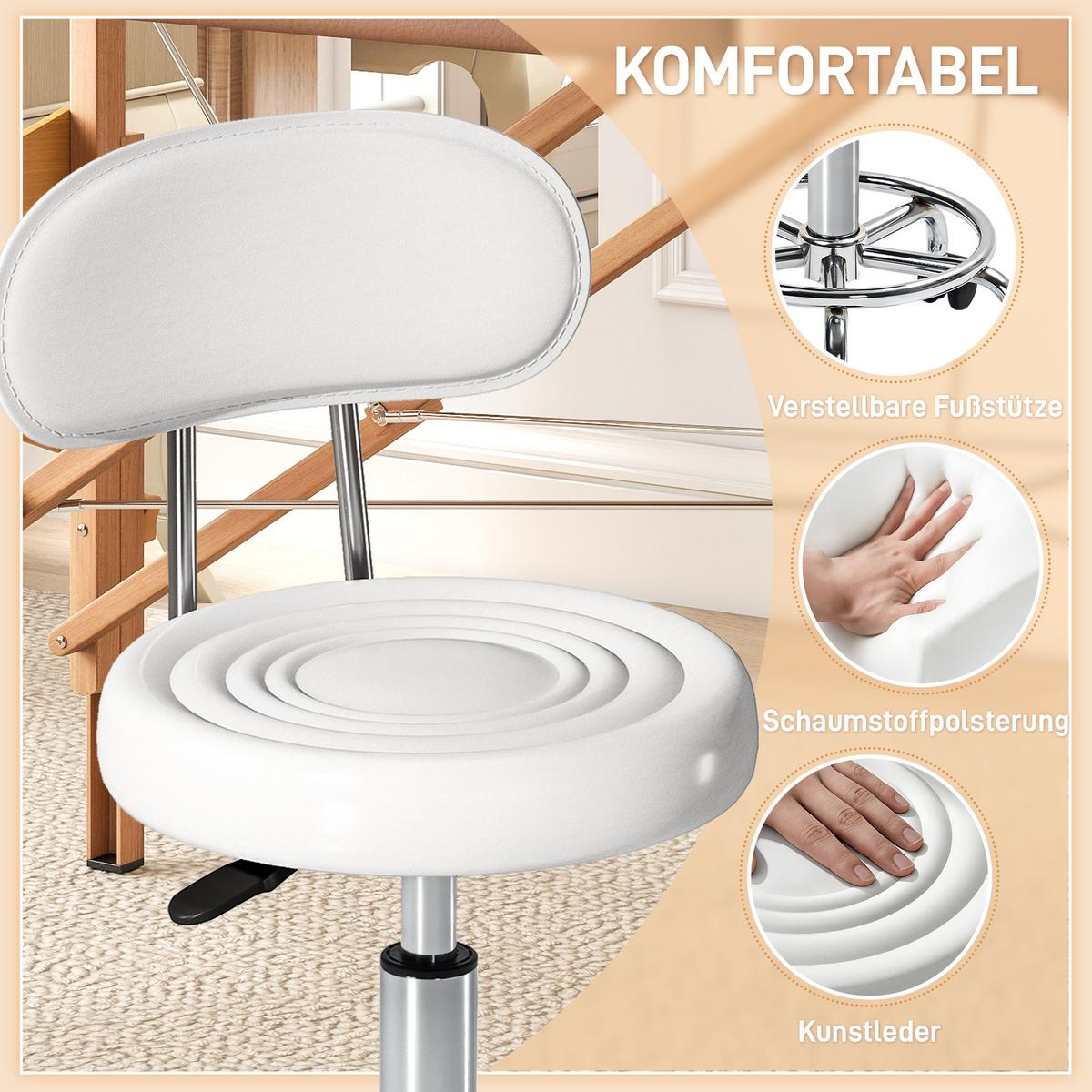 ROLLHOCKER Polyester Stahl Weiß - Silberfarben/Weiß, Kunststoff/Metall (32/86/40cm) - HOMCOM