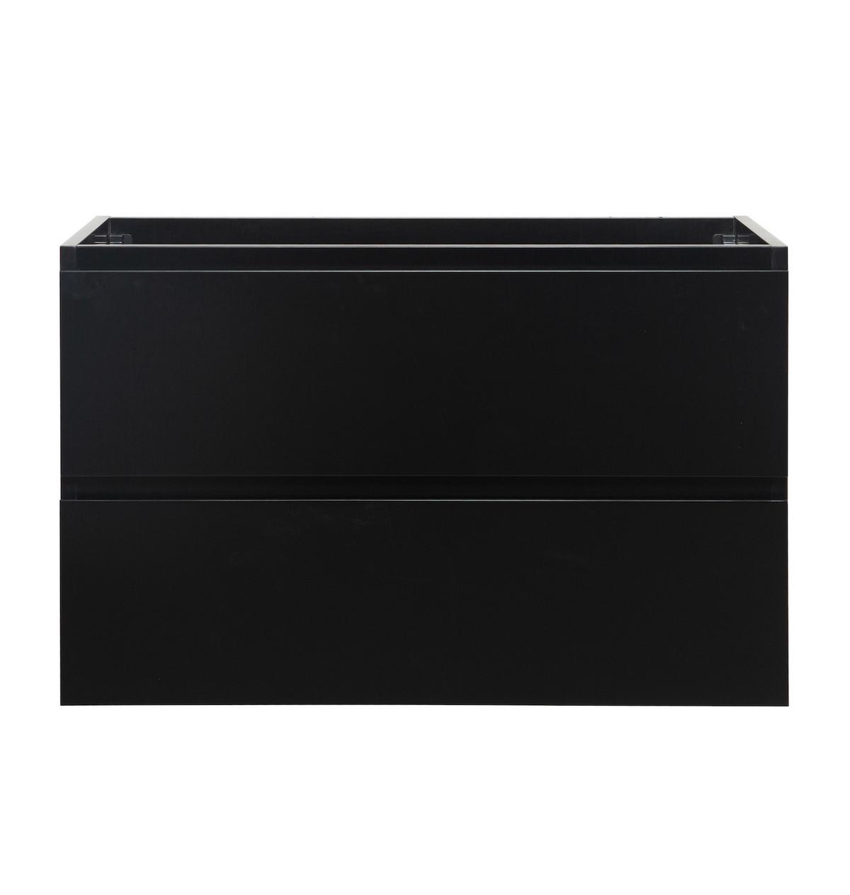 WASCHBECKENUNTERSCHRANK Angela 2 Schubladen Schwarz Matt - 80 x 48 x 50 cm - Schwarz, Holz (80/50/48cm) - Badplaats