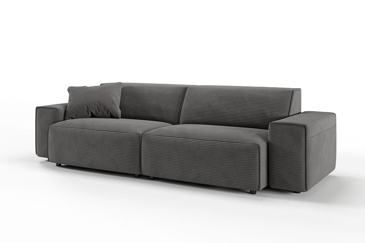 SOFA RANI Grau Cord - Dunkelgrau/Schwarz, Kunststoff/Textil (256/71/101cm) - KAWOLA