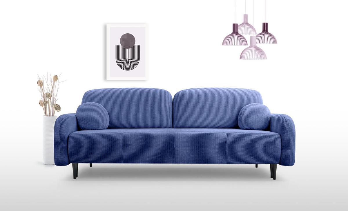 SCHLAFSOFA Betty mit Bettkasten, Dunkelblau 230/95/102 cm - Schwarz/Dunkelblau, Holz/Holzwerkstoff (230/95/102cm) - WFL GROUP