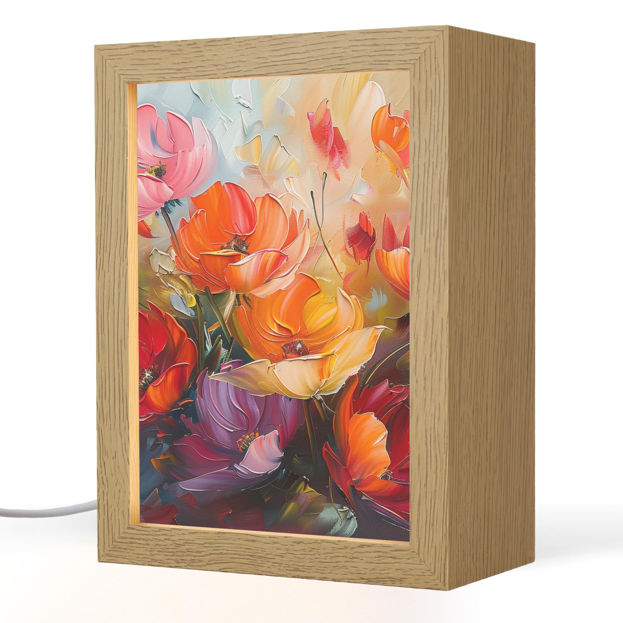 TISCHLEUCHTE Blumen - Bunt - Malerei - Abstrakt - Kunst 15x20 cm - Alufarben, Holzwerkstoff (8/15/20cm) - OnlyWow